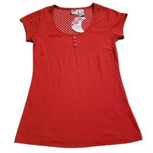 Piper & Blue Henley T-Shirt Short Sleeve Red | Women's Medium M Brand New NWT
